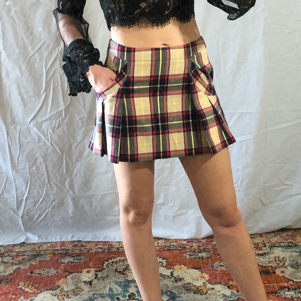 Princess Vera Wang Plaid Pleated Mini Skirt